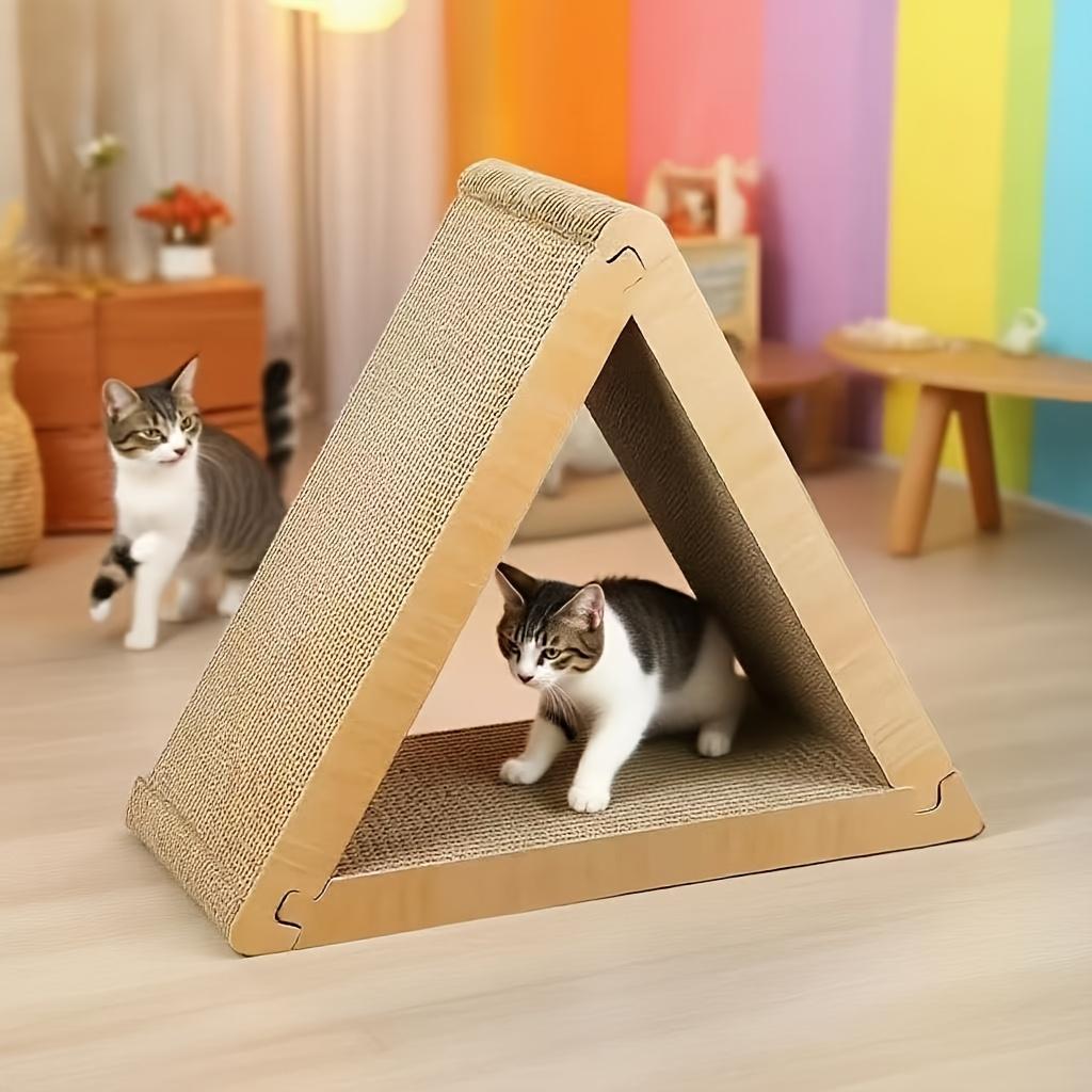 Cat Foldable Scratching Board - Triangular Design with 6 Play Surfaces, Durable Triangle Shape for Playing and Scratching, Interactive Fun
