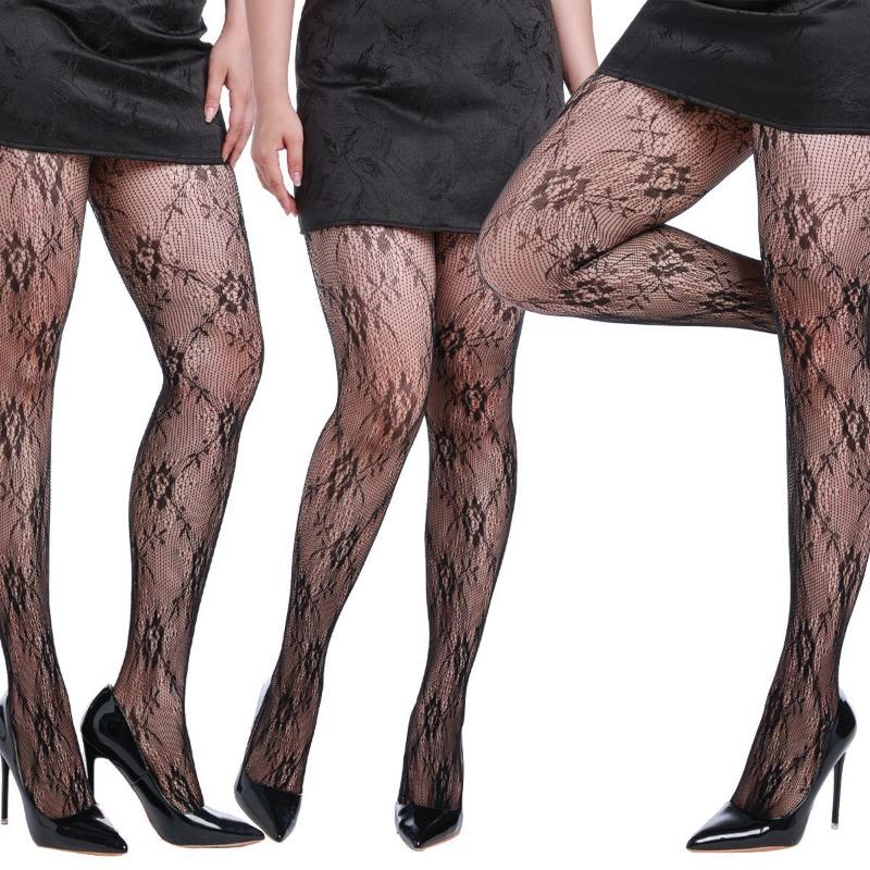 Vintage Tattoo Lace Hollow Out Small Mesh Floral Pantyhose Sexy Shaping Stockings For Women