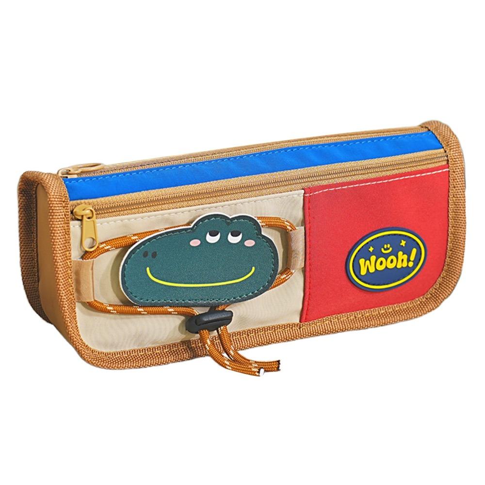 

Multi-layer Pen Bag Retro Stationery Storage Bag Multifunctional Pencil Case Student Gift красный