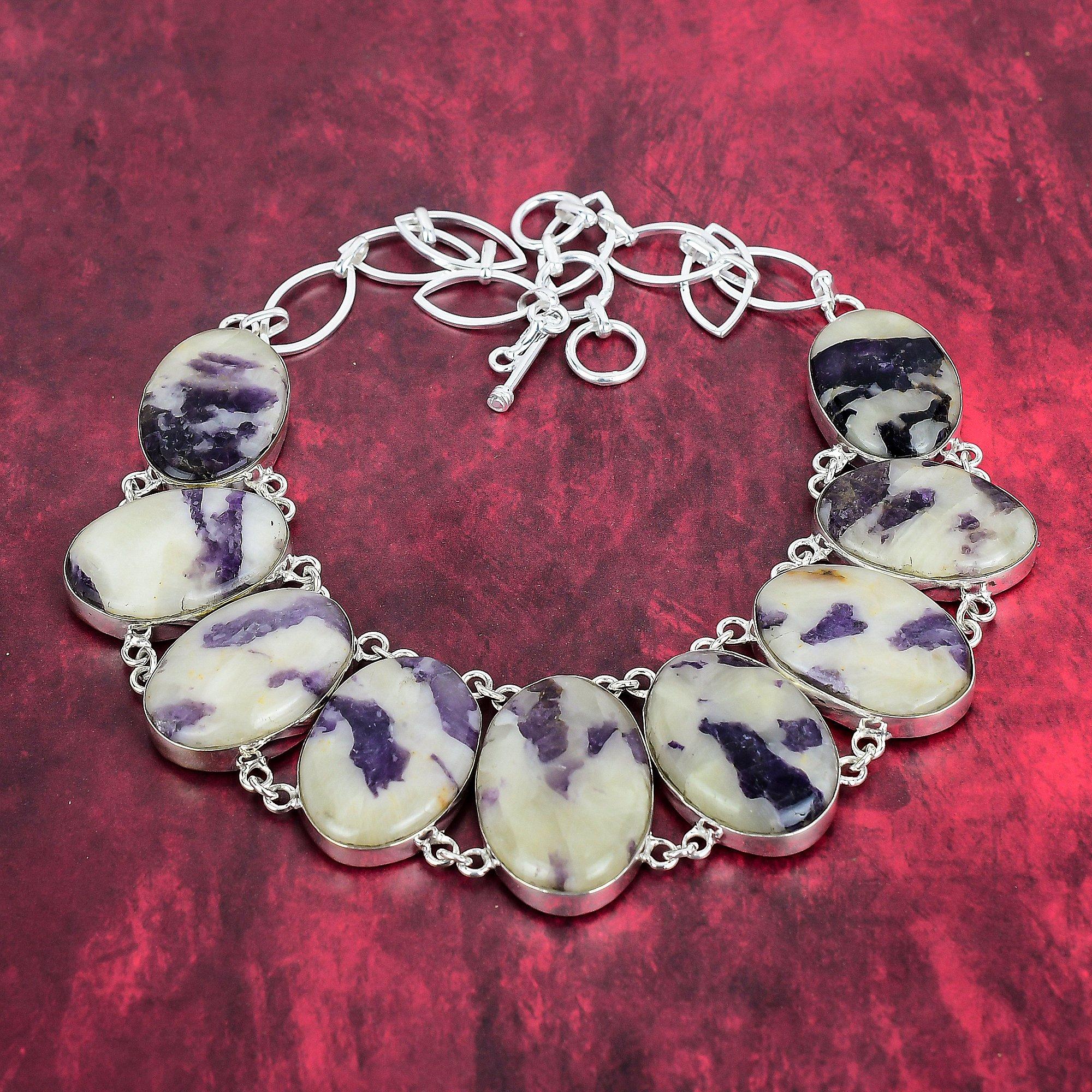 

Ожерелье с камнем Тиффани, ожерелье с драгоценными камнями из стерлингового серебра 925 пробы, регулируемое ожерелье-цепочка, подарок для нее, изысканные украшения ручной работы Adjustable with 18 inches фиолетовый