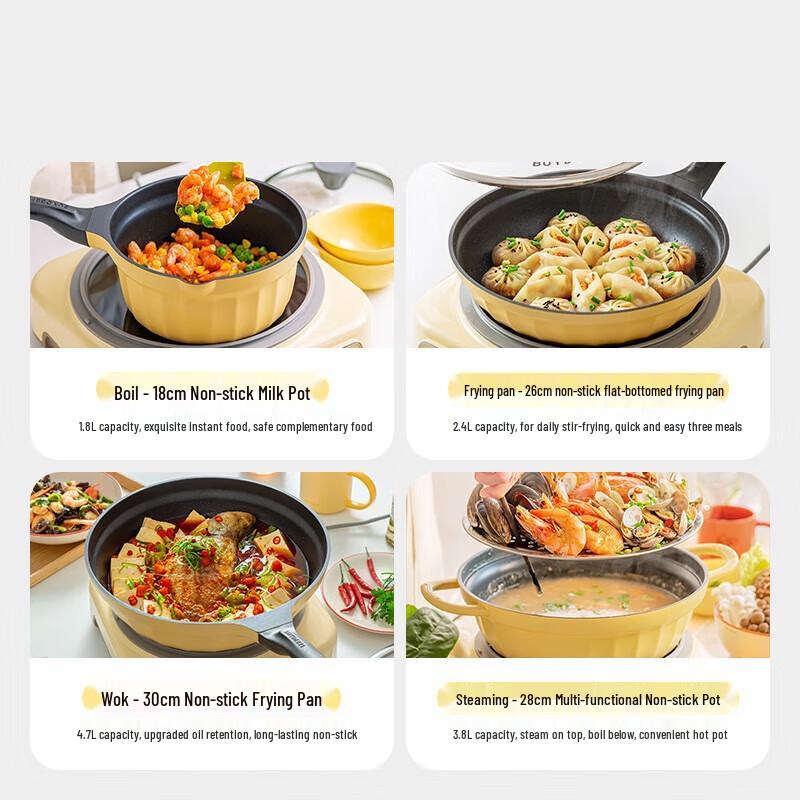 Buydeem 4-Piece Non-Stick Cookware Set