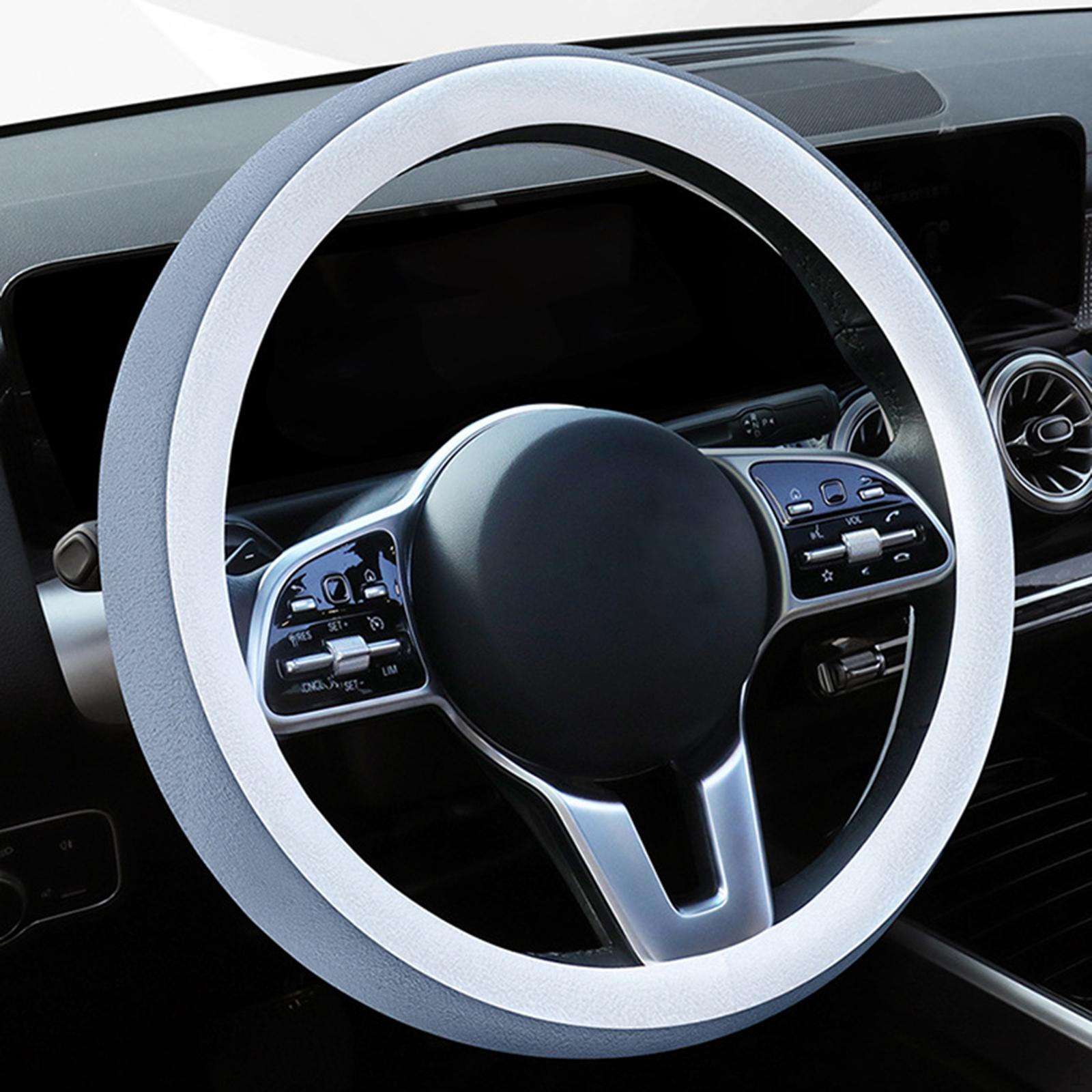 

Чехол на руль автомобиля 38 см, удобная теплая защита, зимнее украшение интерьера, легкий вес серый