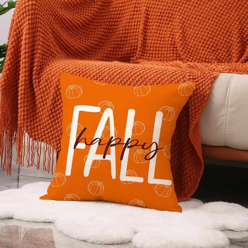 Autumn New Maple Leaf Pumpkin Pillow Cover Farmhouse Harvest Atmosphere Arrangement Linen Pillow Cover Living Room Sofa Cushion Cover