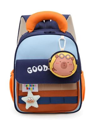 Color-Block Lightweight Spine-Protecting Cartoon Backpack for Girls