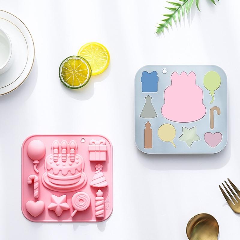 Creative Silicone Baking Mold with Balloon Candle and Cake Decorations for Fun Celebration and Simple Release