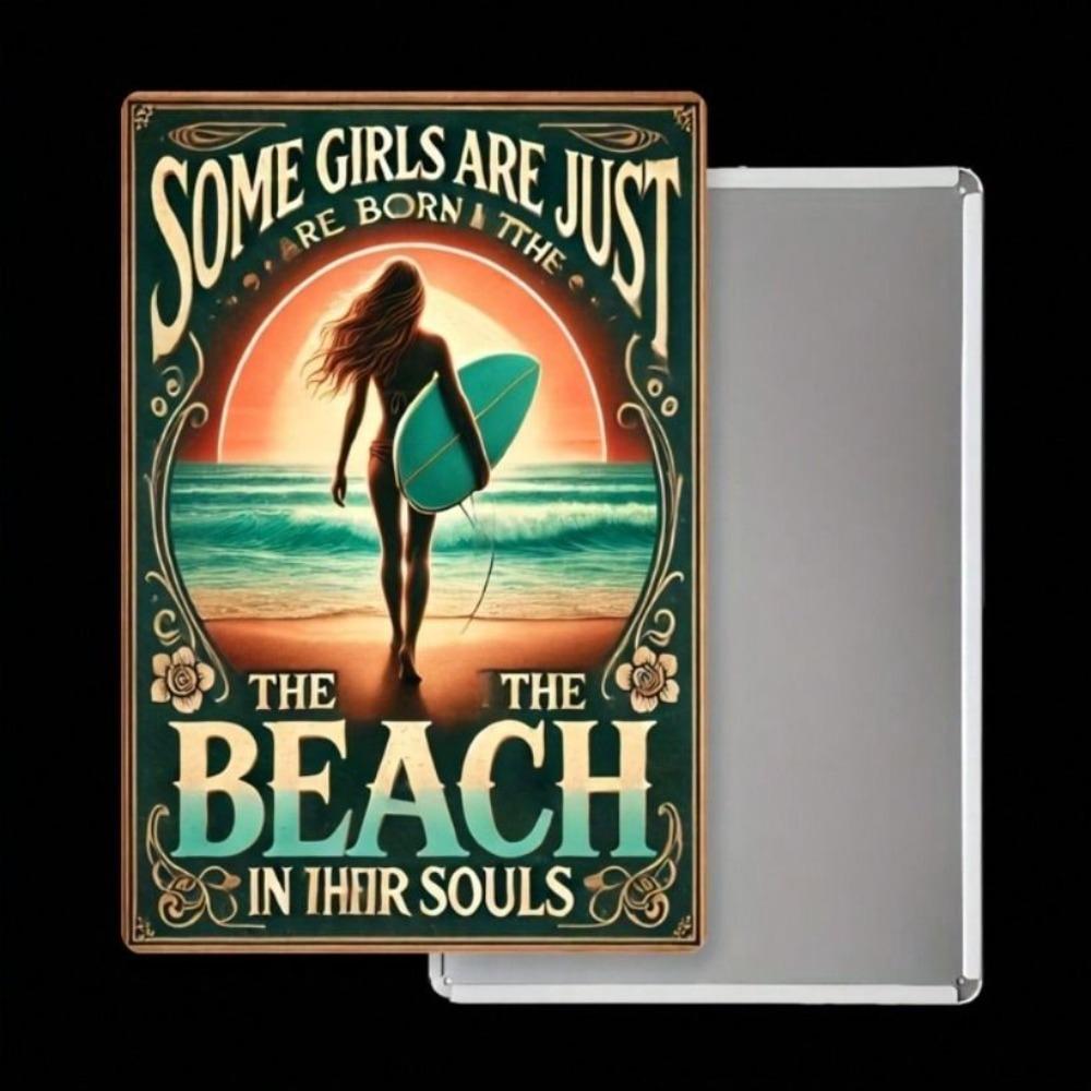 Metal Wall Art Poster, Beach Decor for Home Bar Cafe