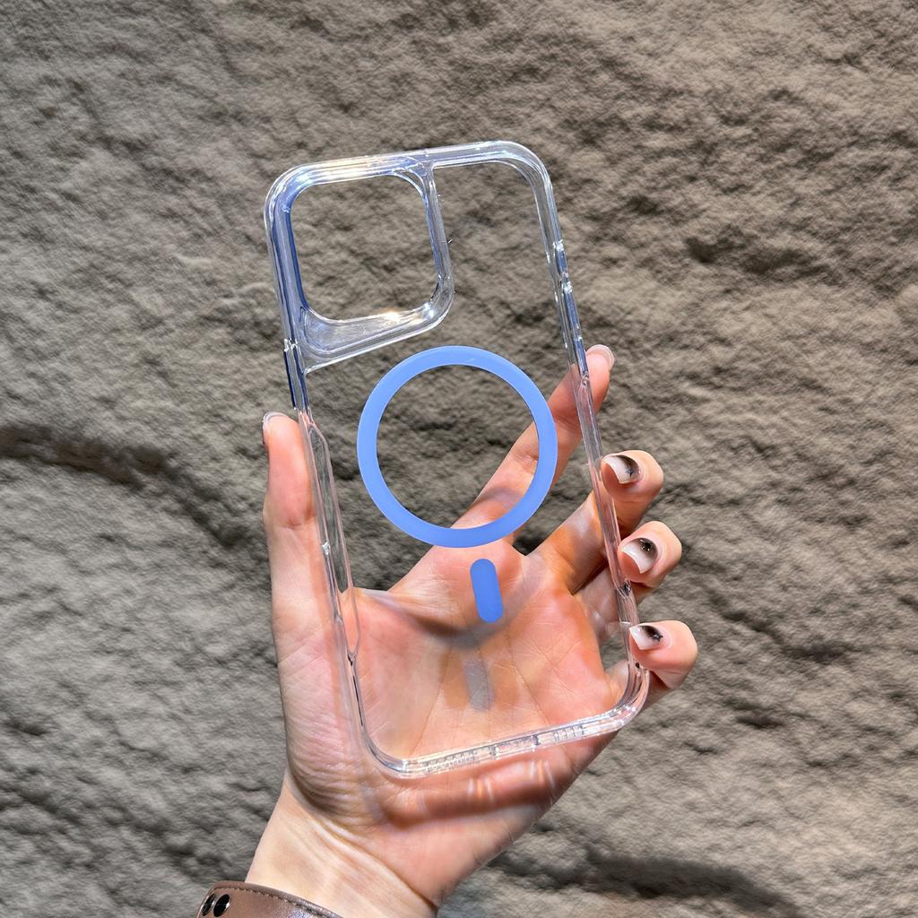 Applicable To IPhone16promax Small Waist Transparent Magnetic Phone Case Apple 15 Advanced Sense TPU Protection Case