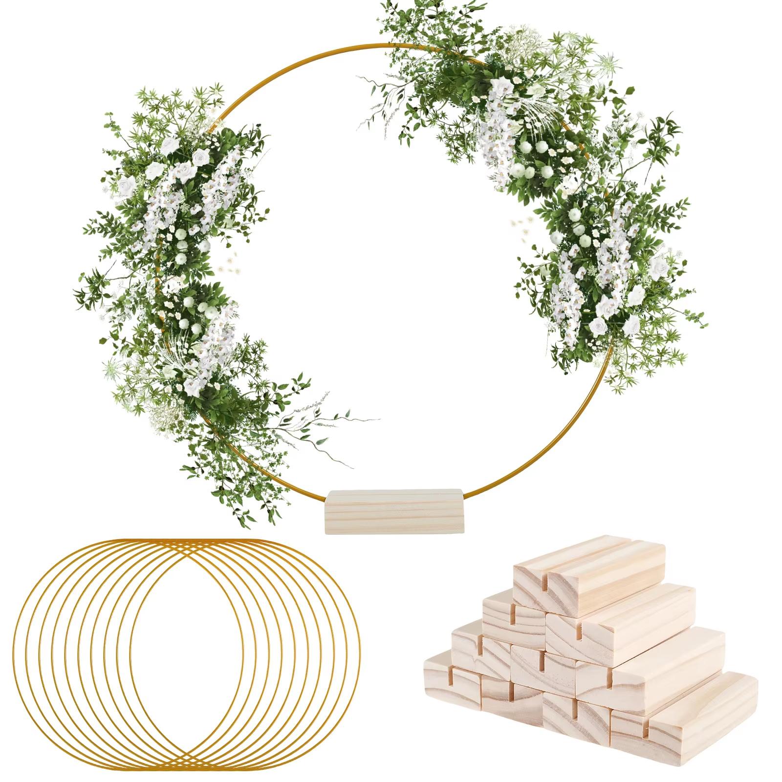 

10pcs Metal Floral Hoop 25cm Moon Shape Flower Centerpiece Metal Hoop Ramadan Decor Flower Hoop for Wedding Dream Catcher