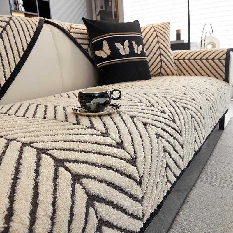 Medieval Velvet Pattern Shu Cotton Velvet Sofa Cushion New Winter Straight Row Non-Slip Sofa Cover Cloth Towel Cross-Border Special Supply