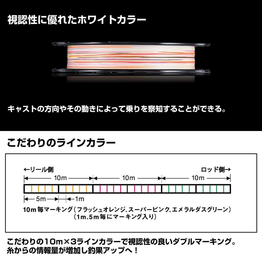 Daiwa PE Line UVF Emeraldas Dura Sensor 150m White color (DAIWA) +Si2 0.5 (with markings)