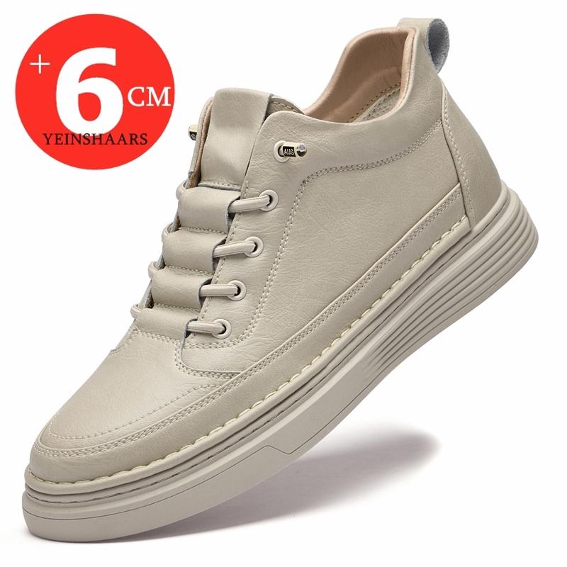 New Men 6cm Elevator Shoes Casual Men Lift Sneakers Genuine Cow Leather Leisure Designer Shoes Height Increase Taller Shoes