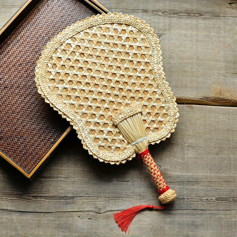 1PC Handmade Straw Fan Woven Large Cattail Fan Carry On Chinese Style Straw Fan Straw Woven Fan