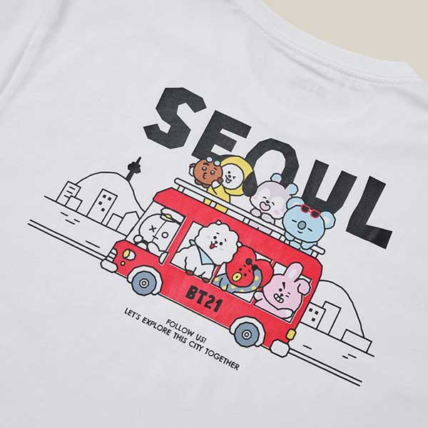 Official BT21 SEOUL EDITION 2nd Series Short Sleeve T-Shirt (Black / White) - Premium K-Heritage Streetwear