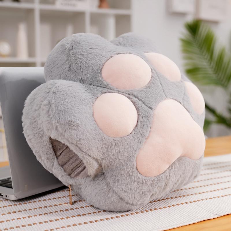 36x30x16cm Plush Bear Cat Paw Pillow Stuffed Fluffy Cartoon Animal Hands Burner Back Support Plushie Birthday Gift