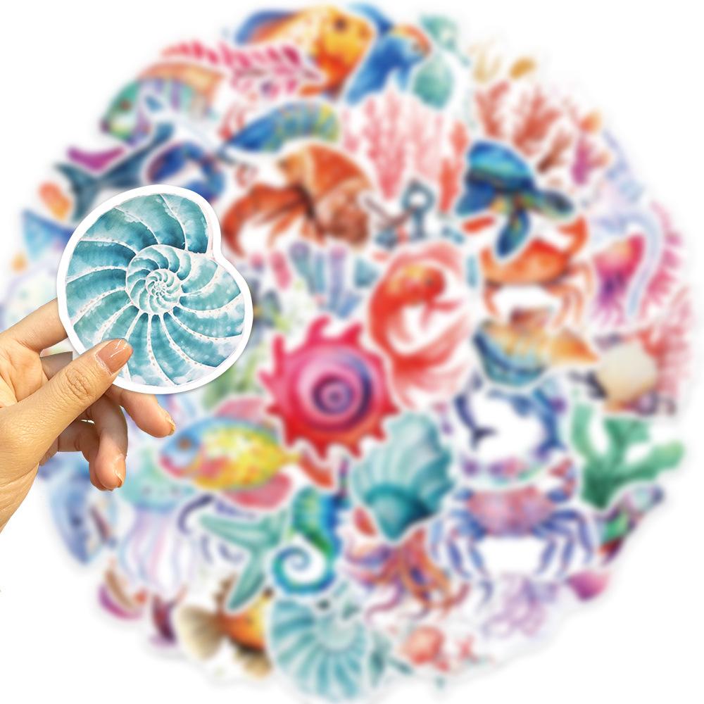50 Cartoon Colorful Marine Animals Graffiti Stickers Personalized Decorative Guitar Notebook Suitcase DIY Waterproof