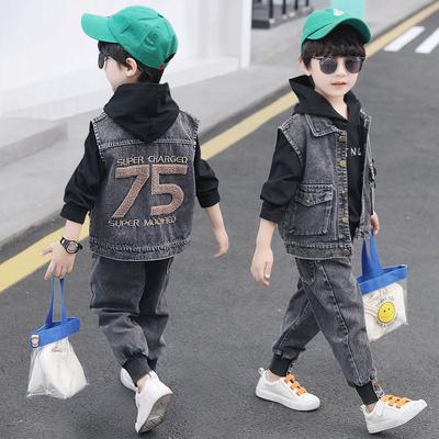 Children's Clothing Boy Suit Children's Autumn Clothing 2-piece Set Boy Fashion Denim Suit Vest + Pants