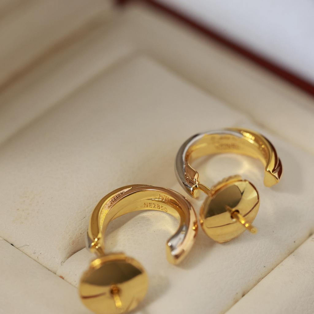 Three-ring Three-color Earrings Half-hoop Design Crafted with Precision Suitable for Gift-giving and Everyday Wear, Made of Hypoallergenic Material