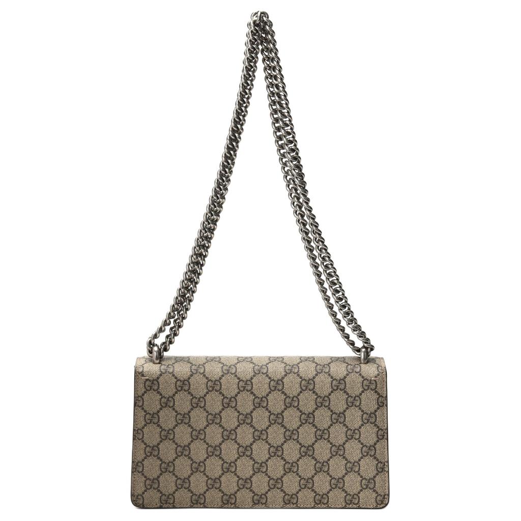 Gucci Dionysus Tigerkopf Nieten Doppel G Logo Aufdruck Leinwand und Leder Patchwork Muschel Tasche