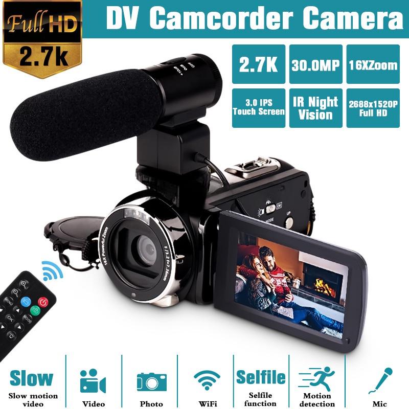 3 Inch 2.7K Camcorder Video Camera Wifi IR Night Vision 30MP LCD Screen Time-lapse Photography Camera Fotografica
