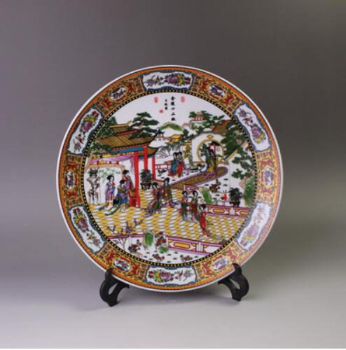 Chinese Retro Jinling Twelve Girls Decorative 10" Plate Ceramic Hanging Plate Home Living Room Wine Cabinet Desk Deco Dish