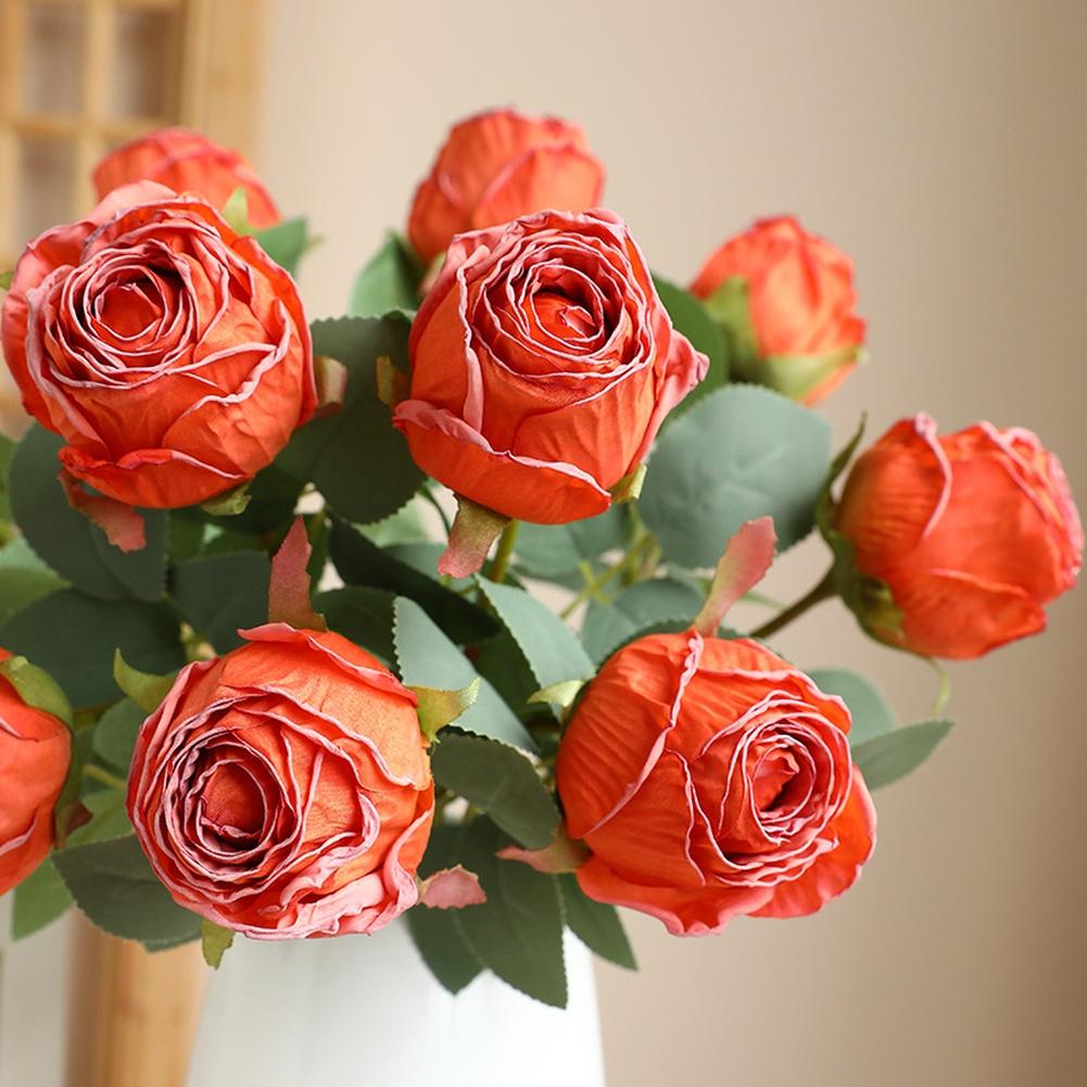 Artificial Rose Bouquet Silk Material with Wire Stem for Wedding Photography Home Styling and Outdoor Use 455cm