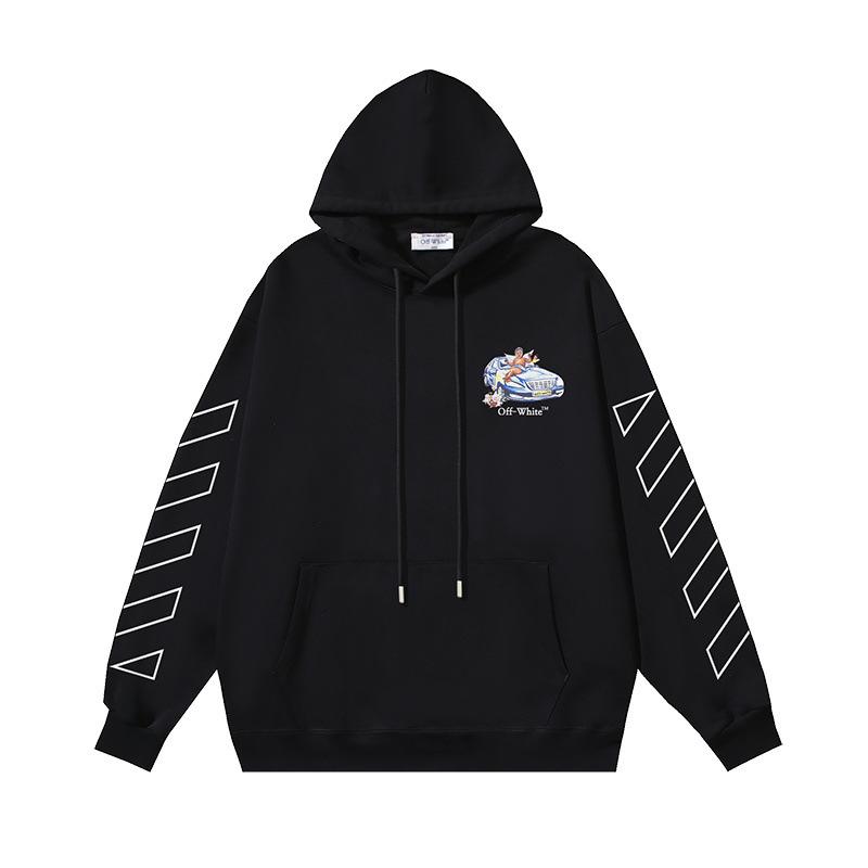 Off-White 2025 Autumn/Winter New Angel Sports Car Arrow Printed Hoodie Hoodie for Men and Women
