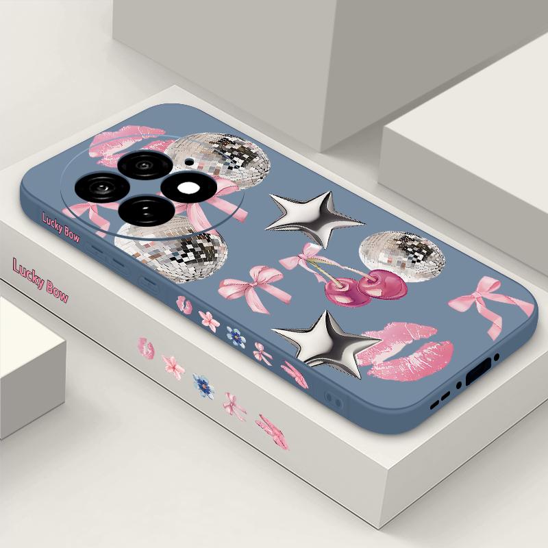 Case For OnePlus 15 13 13T 12 Cherry Bowknots Lips Disco Ball Pattern Shockproof Bumper Soft Silicone Cover For Oneplus Nord 5 13R 12R 11R 5G
