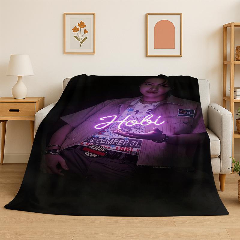 Kpop BBTS Jung Hoseok J Hope Flannel Blanket Soft Warm Throw Blanket for Bedroom Living Room Bed Travel Camping Picnic Gift
