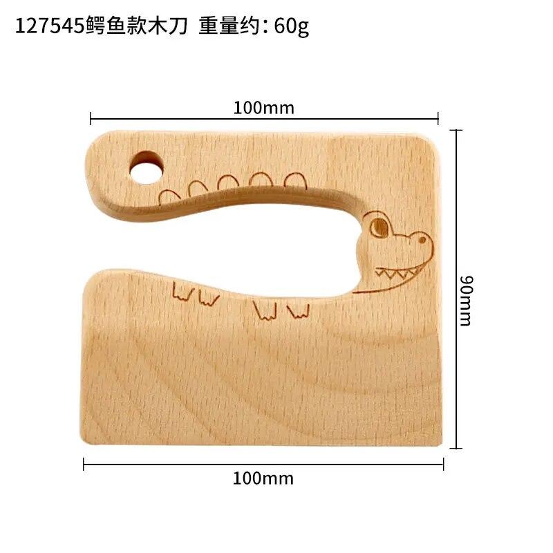 

Деревянный безопасный для детей нож, игрушка для приготовления пищи, нож для овощей, овощечистка для фруктов для малышей, подходящие детские кухонные инструменты, резак для фруктов 1pcs