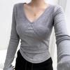 Autumn and Winter V-neck Lace Lace Cashmere Warm Long Sleeve Base Shirt Female Pure Wind Spice Bm Outside To Wear Autumn Clothes Top
