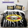 Guns N Roses Classic Circular Logo Print 3 Pieces Duvet Cover Set Hard Rock Band Bedding Bedroom Decor Without Pillow Core Comforter