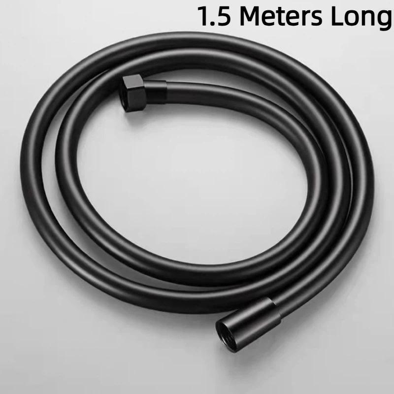 Silicon Shower Hose BPA Free Thickened Flexible Corrosion Resistant Steel Cap Connector for Kids Bathroom Shower A чёрный
