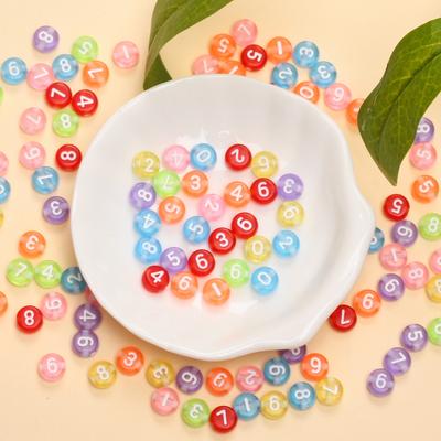 100Pcs Acrylic Digital Beads 7mm Mixed Beads Round Digital Beads DIY Jewelry Making