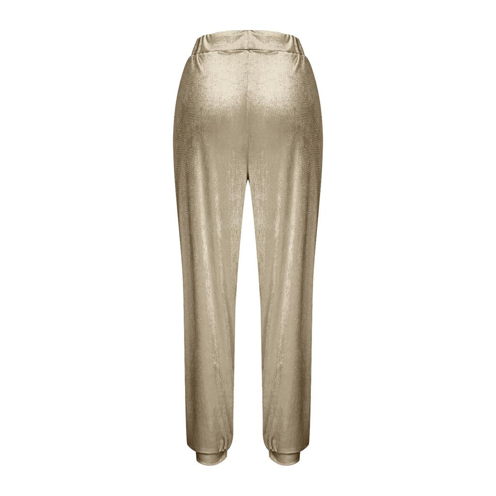 Módní dámský módní ležérní oblek ze zlatého sametu v jednobarevném provedení