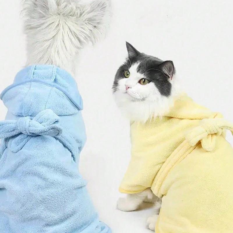 1 pièce Robe de bain pour animal de compagnie avec capuche, Plusieurs tailles et couleurs disponibles, Serviettes pour chiots, Serviettes pour animaux de compagnie, Accessoires pour chiens, Serviettes pour chats, Serviettes pour chiens