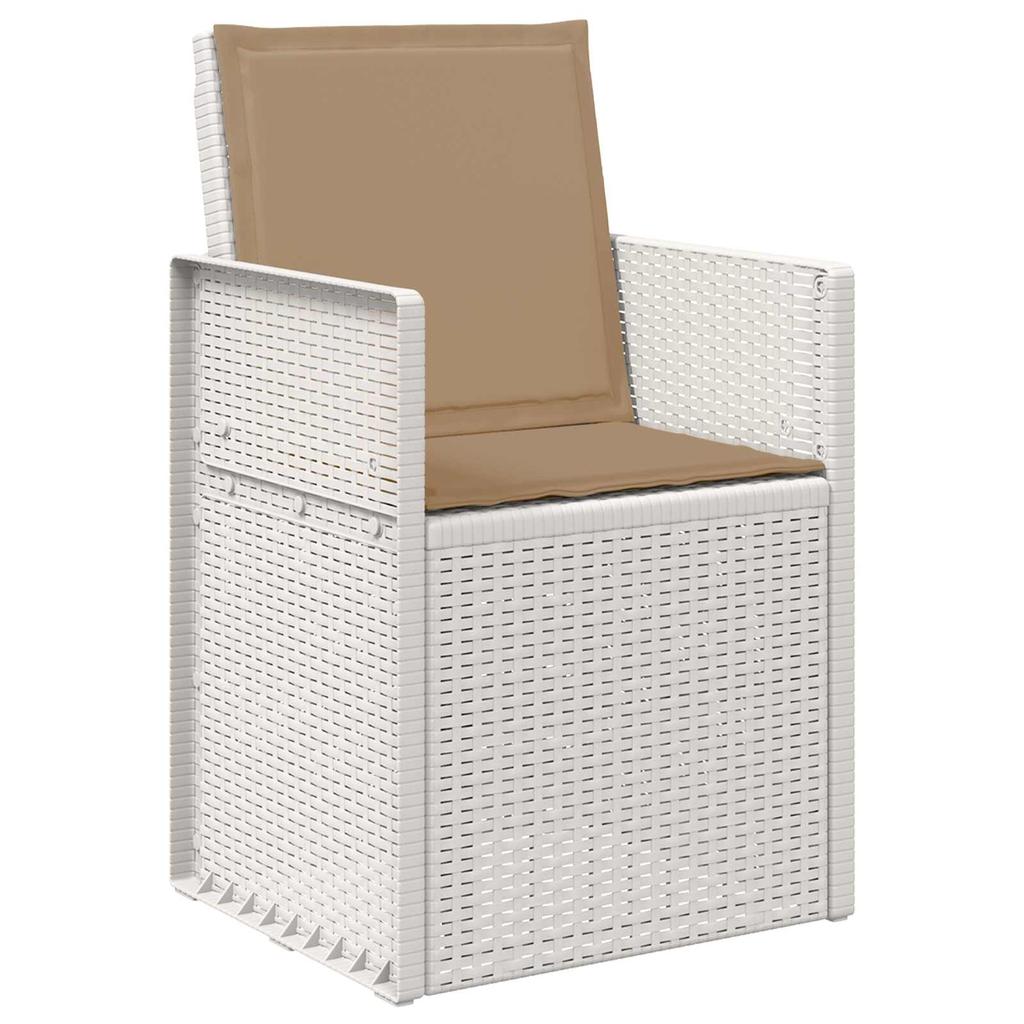 Outdoor Dining Set with Cushions 5 pcs White and Taupe PP