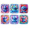 Stitch PU Leather Coin Purse for Women Short Zipper Wallet Cute Card Holder ID Case 6pcs