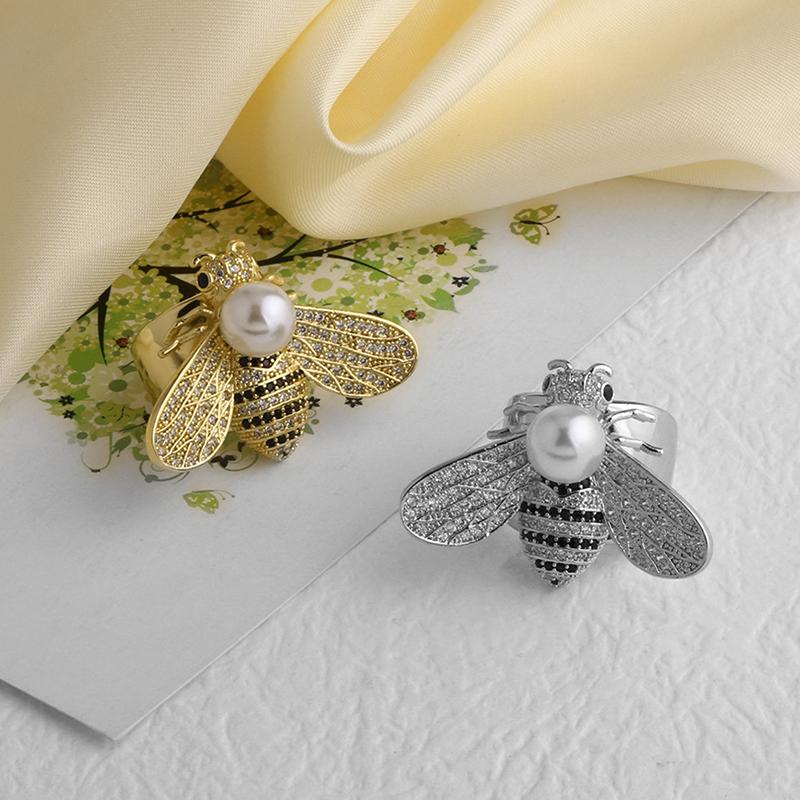 Simple Bee Statement Women Rings Copper Gold Plated Beetle Insect Open Wide Ring  Jewelry