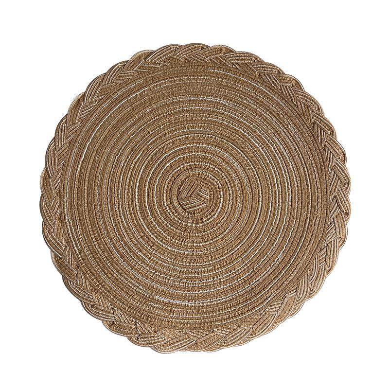 Christmas imitation cotton yarn placemat ins braided thermal insulation mat semi-handmade round coaster ramie mat