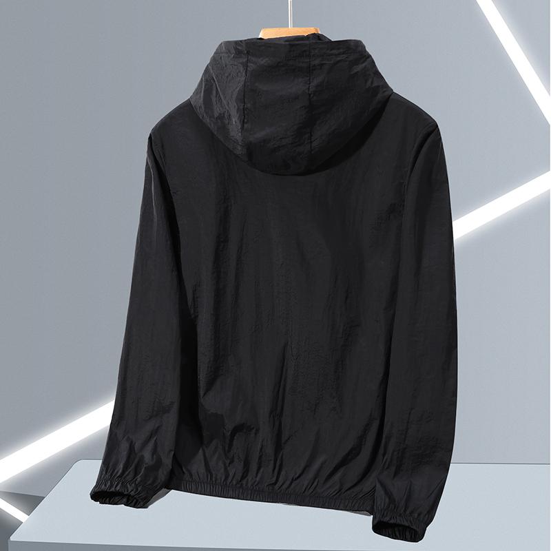 Letní pánská větrovka velká velikost oblečení na ochranu proti slunci korejský styl ultratenké streetwear bundy na zip s kapucí muž