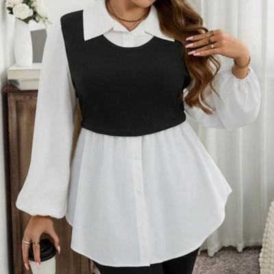 Damen Einfaches Kontrastfarbenes Hemd mit Polokragen