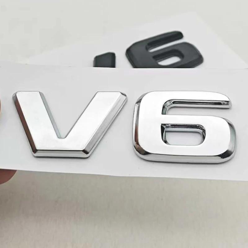 3D ABS Car Letters Logo V6 Badge Sticker Rear Trunk Emblem Decals For Mercedes Benz GLE ML SLK Class W204 C280 Auto Accessories RV1