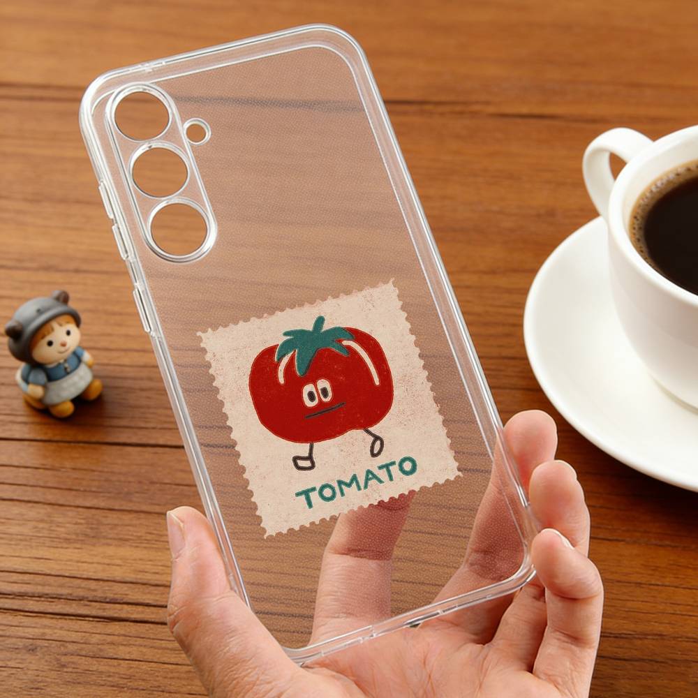 

K-Korean Ins T-Two Ted T-Tomato phone Case For Samsung S25,24,21,22,23,30,Ultra,20,Plus,Fe,Lite,Note Transparent Cover Samsung S25Plus