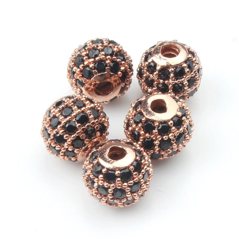 4mm Fashion Metal Brass Micro Pave Crystal CZ Round Space Beads for Jewelry Making Bracelet 3pcs/lot