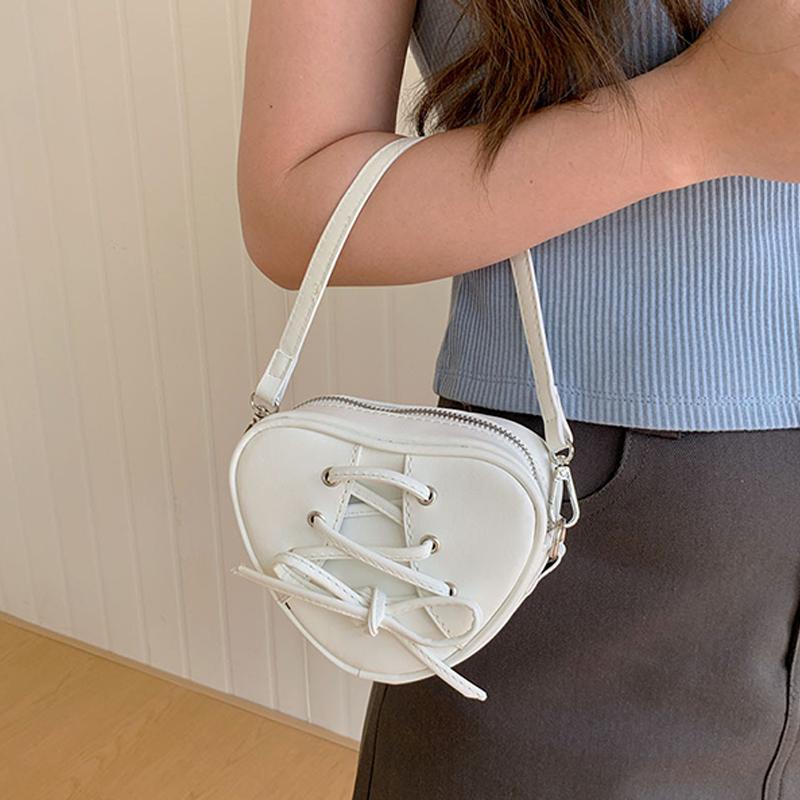 Heart Shape Women's Mini Shoulder Bag Sweet Girls Bowknot Love Crossbody Bags Portable PU Leather Ladies Clutch Purse Handbags CLE