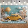Cute Doll Bear Theme Backdrop Blue Sky Soft Cloud Hot Air Balloon Newborn Baby Shower Birthday Party Decor Photo Background18