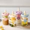 Flower Cup High Aesthetic Glass Portable Straw Cup Water Cup