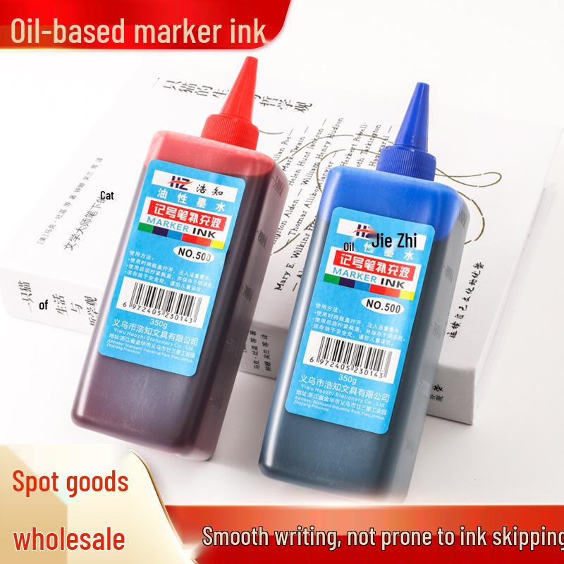 500ml Quick-Drying Oil-Based Broad Tip Marker Refill Ink - Black, Red, Blue 12g Ink Bottle Black