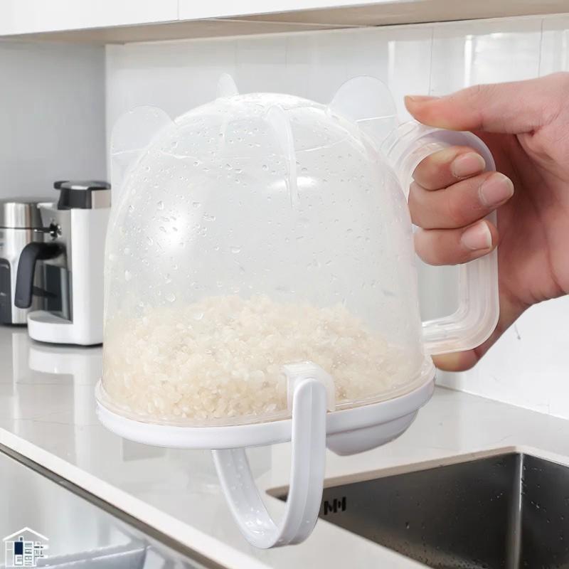 Portable Rice Strainer With Handle Rice Wash Strainer Bowl With Lid Convenient Multifunctional Kitchen Items For Grain Beans