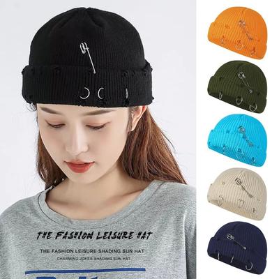 2020Winter Warm Knitted Cap Soft Solid Color Woolen Hat Fashion Hole Breaking Design Thick Casual Ski Hats for Men Women